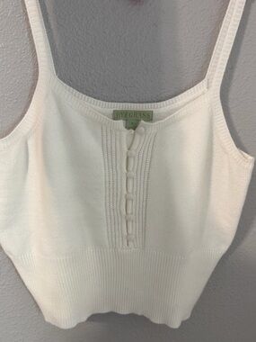 Cream Knit Button-Trim Camisole